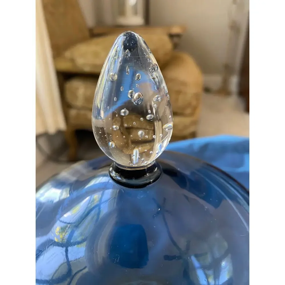 Vintage Aseda Glasburk Apothecary Candy Jar with Lid By Borgstorm Italy Blown